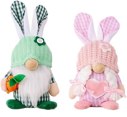 2 Piezas Gnomos de Pascua,Adornos de Muñeca Gnomo, Sin Rostro Pequeño Conejo Enana Elfo Colgante Bunny Juguetes Regalo para Navidad Cumpleaños Fiesta Decoración Hogar Chimenea Restaurantes Oficina