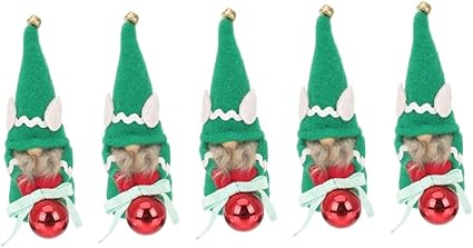 Amosfun 5 Piezas muñeco Elfo Campana Juguete de de Navidad decoración de Mesa Nisse navideños Christmas de Fiesta de Navidad Decoraciones de muñecas gnomos paño