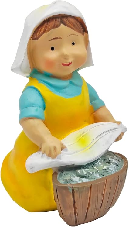 Acan Tradineur - Figura de lavandera Naïf para Belén, marmolina, Figura de Oficio Decorativa para Nacimiento, Pesebre, Navidad, Adorno Tradicional - 8 x 4,5 x 5,2 cm