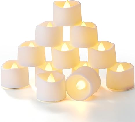 Homemory Juego de 24 velas velas eléctricas sin llama con temporizador para centros de mesa, función de iluminación y decoración del hogar, luz blanca cálida, funciona con pilas