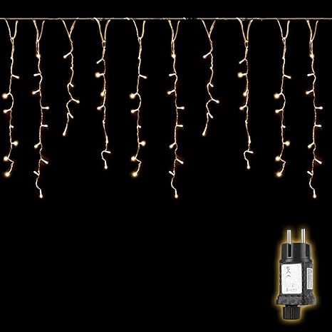 SALCAR Cortina Luces Navidad Exterior, 2M 80 LED Guirnalda Luces de Cascada 8 Modos Impermeable, Cadenas de Luces Led para Decorar Jardín, Aleros, Patios Navidad Decoracion, Blanco Cálido