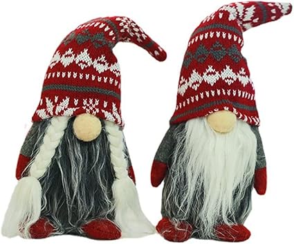 Mmnuagebleu Adornos de gnomo navideño 28cm Navidad Sueca Elfos navideños Decoración Muñeco de Peluche Relleno de Navidad Elfo sin Rostro-Sombrero de Copo de Nieve