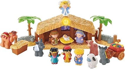 Fisher-Price Little People, pack de 12 figuritas Conjunto de Belén, juguetes bebés +1 año (Mattel J2404)