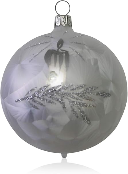 Bolas de Navidad de cristal (5 unidades, 6 cm, pintadas a mano), diseño de velas