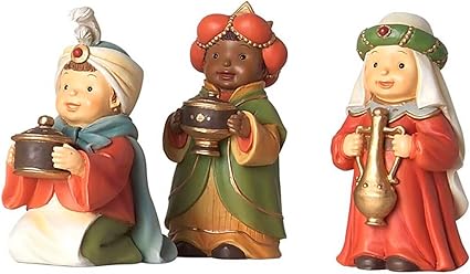 Acan Tradineur - Figuras 3 Reyes Magos Naïf para belén navideño, marmolina, Figuras Decorativas para Nacimiento, Pesebre, Navidad, Adorno Tradicional, 9 cm