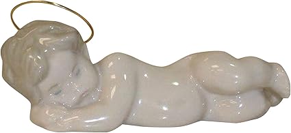 LLADRÓ Figura del Nacimiento Niño Jesús en Belén - III. Figura Decorativa del Belén Navideño del Niño Jesús Acostado en Porcelana Brillo.