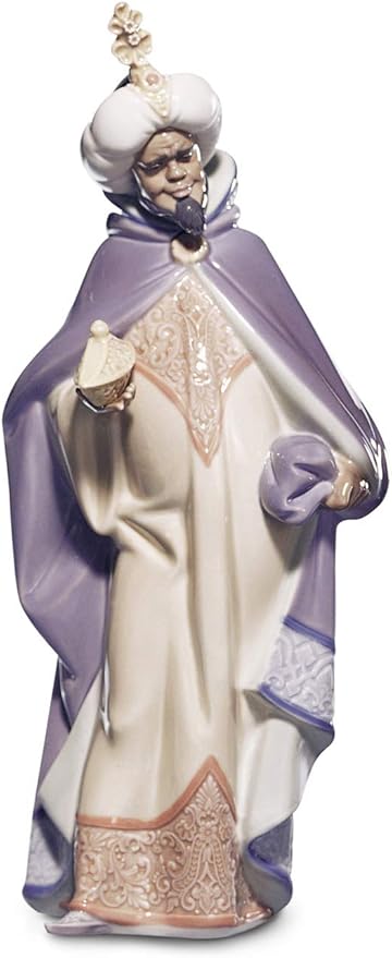 LLADRÓ Figura Rey Baltasar En Belén-II. Figura Reyes Magos (Belén) de Porcelana.