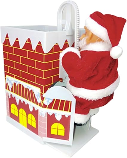 CENMOO Chimenea eléctrica trepadora Papá Noel | Juguete de Escalera de Escalada de Papá Noel,Juguete de Papá Noel en Escalera con música, Adorno navideño para Interior y Exterior