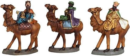 Acan Tradineur - Set de 3 Reyes Magos de Resina para belén navideño, Figuras Decorativas Nacimiento, Pesebre, Navidad, decoración Tradicional, 8 x 10 cm
