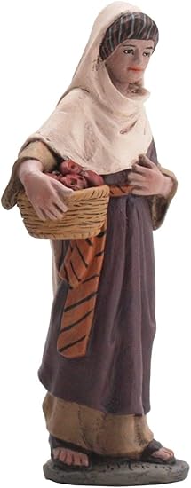 Triciclo Editores Pastora con cesto de Fruta |Figuras de Belén |Serie 11cm| Diseñadas por José Luis Mayo |Decoración Navideña |Nacimiento