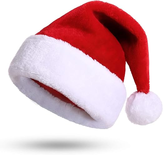 KONVINIT Gorro Navidad Adulto,Gorro navideño, Peluche de Lujo Gorro de Papá Noel Gorro Santa Claus Adornos Navidad Navideña - piel extra gruesa,rojo