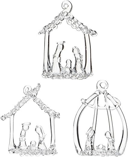 Widdle Gifts Decoración de cristal para árbol de Navidad (3 belenes 5178)