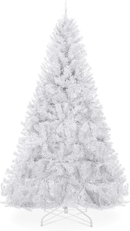 Best Choice Products - Árbol de Navidad artificial con bisagras de 1,8 m con soporte de metal, 1000 puntas, fácil de montar, color blanco