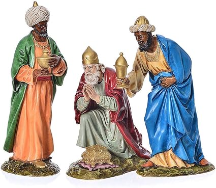 Holyart Tres Reyes Magos belén Landi 18 cm, Rey Mago sarraceno