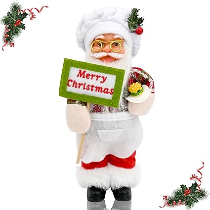 Navidad Papá Noel de pie Figura,Mini Figura de Papá Noel de pie Muñeco de Santa Claus de Pie Figura de Papá Noel de pie de Navidad Decoración de Mesa Navideña para Decoración de Navidad (Blanco)