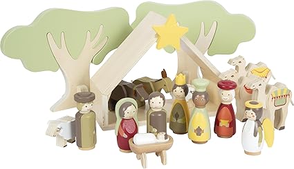Small Foot-Engel Set Pesebre Madera, navideña Apta para niños, decoración de Navidad, 12356, Multicolor, S