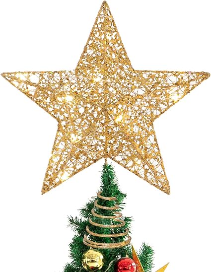 STOBOK Estrella del árbol de Navidad Topper Oro árbol de Navidad para la decoración del árbol de Navidad