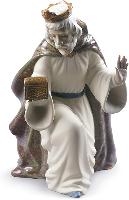 NAO Figura Rey Melchor con Cofre. Los Reyes Magos de Porcelana