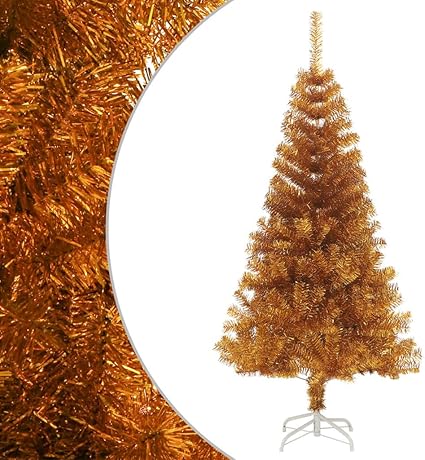vidaXL Árbol de Navidad Artificial con Soporte Invertido Decoración Adornos Festivos Vacaciones Interior Exterior Dorado Pet 120 cm