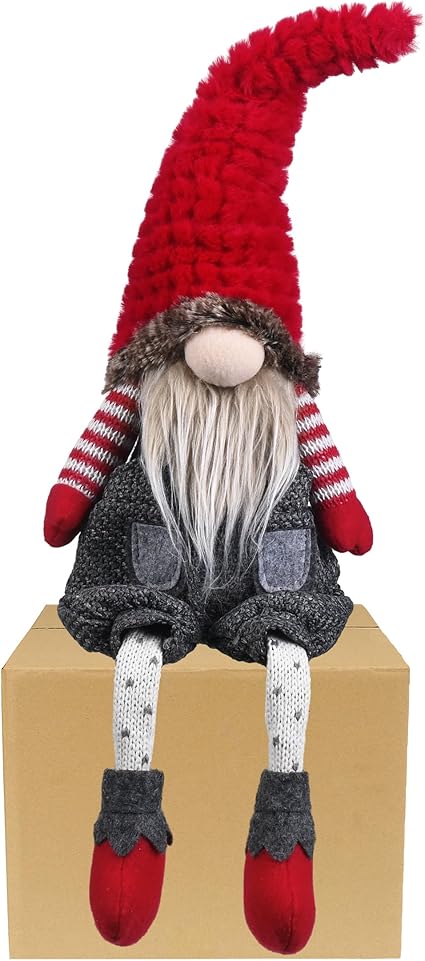 Valery Madelyn muñecos de Navidad，54cm Decoraciones de gnomo de Navidad, Figura de Fieltro, Adornos de gnomo nódico Rojo y Blanco, Decoraciones de Mantel de Mesa,Gris y Rojo