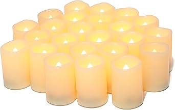 CANDLE IDEA Velas votivas LED sin llama, paquete de 24 unidades, 1.5 x 2 pulgadas, funciona con pilas, luces de té eléctricas sin llama, velas falsas a granel para bodas, Navidad, decoraciones de