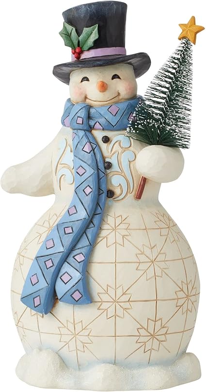 Heartwood Creek - Figura Muñeco de Nieve Que sostiene el árbol