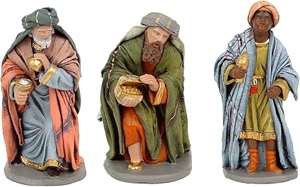 AC - Figura de Reyes Magos - Fabricación en marmolina - Ideal para belén navideño, Figuras Decorativas, Nacimiento, Pesebre, Navidad, decoración Tradicional, 10 x 5,5 x 4 cm