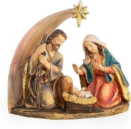 Logbuch-Verlag Belén Nacimiento de Navidad Decorativo en Tonos Tierra Estilo Vintage 12 x 11,5 cm - Figura Pesebre de Navidad decoración Cristiana