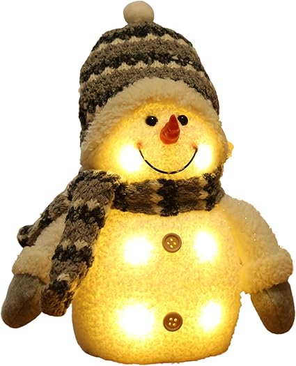 Bambelaa! Muñeco de nieve Coldy Decoración LED Figuras Navidad Pequeñas Gris Blanco Iluminado Interior Decoración Navidad Invierno