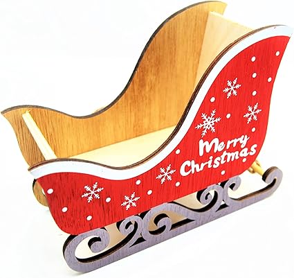 ARUNDEL SERVICES Trineo de papá Noel Carro de Renos Soporte Feliz Dulces pequeños Regalos decoración de la Natividad 18cm 14cm 8cm. Madera Hecha a Mano