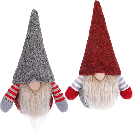 2 Piezas Colgantes de Gnomos de árbol de Navidad,Juego de Adornos de Felpa de Gnomos Hechos a Mano,Elfo de Peluche de GNOME de Navidad para Adorno navideño Decoración de Vacaciones en el hogar