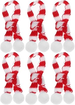 GANAZONO - Juego de 6 mini Bufandas de Papá Noel para vino – Bufanda pequeña de Navidad para trabajos manuales – Bufanda a cuadros de Navidad – Manta de botellas –, rojo, 23X1X1CM, Portatarjetas de