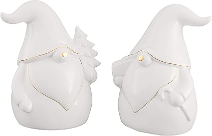 VALERY MADELYN 2Pcs Adornos de GNOME de Navidad de Cerámico, Decoraciones de Navidad de Estatuilla de GNOME, Estatuas de Centro y Mesa