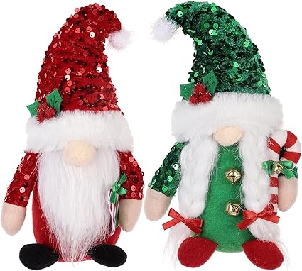 Xiuyer Gnomo De Navidad Gnomos Navideños Papá Noel, 2 Pcs Gnomos Navideños Gnomo Navideño Hecho a Mano Muñeco De Elfo De Papá Noel Decoración del Árbol De Navidad Chimenea Decoración del Hogar