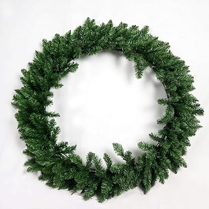 Corona de Navidad Artificial Grande de 80 cm para Puerta Delantera, Color Verde Pino para Interiores y Exteriores, Guirnalda de Pared, decoración navideña
