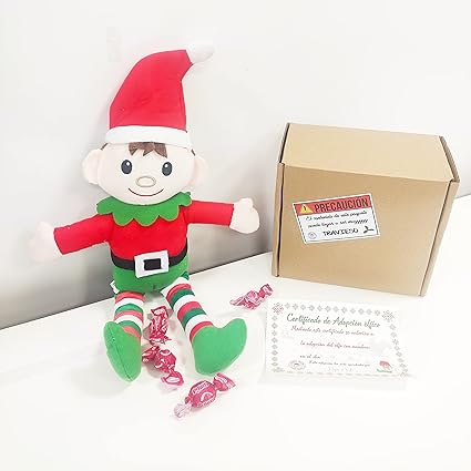 Los Eventos de la Tata Elfo Navidad muñeco - Decoración navideña - muñecos de Navidad - Elfo Navidad (Sin Personalizar, Niño)