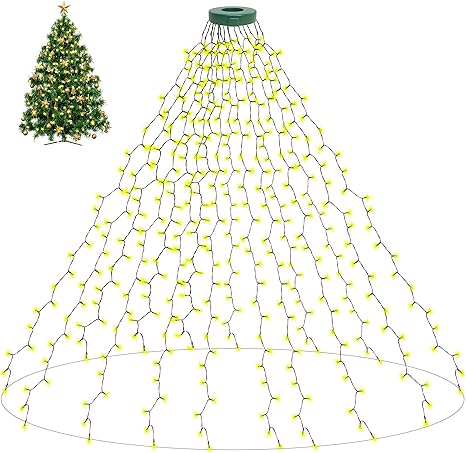 aneeway 400 LEDs Luces de Hadas para el Arbol de Navidad, Luces de Arbol de Navidad con 8 Modos, Guirnalda Luminosa Decoración con Enchufe Europeo, Fiesta, Navidad, Decoración, Boda, Blanco Cálido