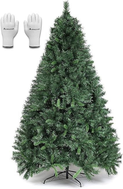 SALCAR Arbol de Navidad Artificial 210 cm, Árbol de Navidad con Guantes y 868 Puntas de Rama, Pino de Navidad con Soporte de Metal, Montaje Rápido, Ignífugo, Abeto