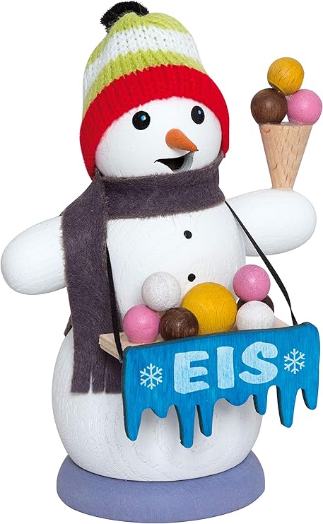Kuhnert - Figura de humo de madera – muñeco de nieve como vendedor de hielo – aprox. 13 cm – Fabricado en Alemania.