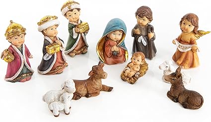 Logbuch-Verlag Pesebre Nacimiento belén 12 figuritas Infantiles Decorativas 4-7 cm - decoración de Navidad Pesebre Infantil