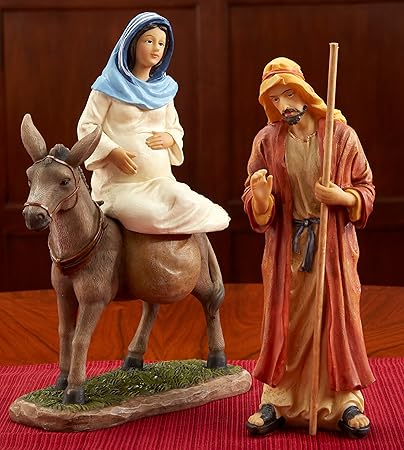 10 Inch Escala de viaje Sagrada Familia para Belén resina piedra figura de Navidad juego de 3