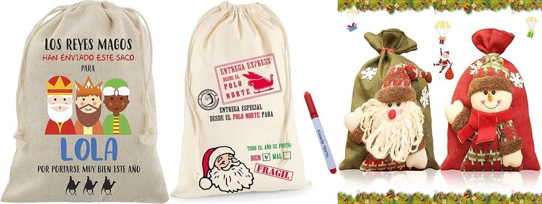 Los 3 mejores Papás Noel con saco de regalos de 2024: calidad y precio en España.
